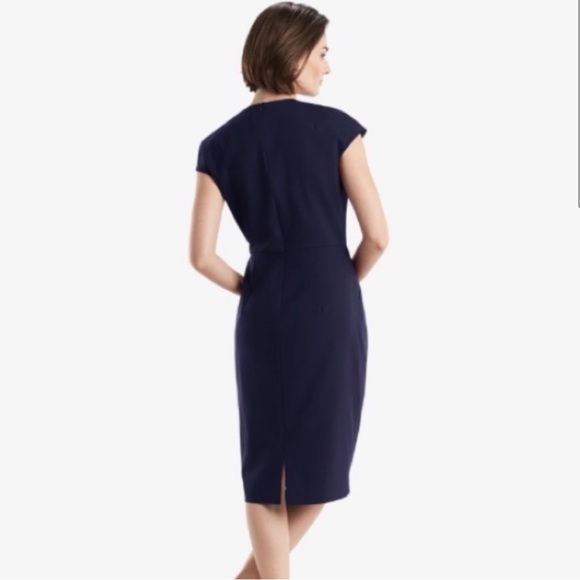 MM Lafleur Masha Wool Sheath Dress in Navy - Picture 2 of 11